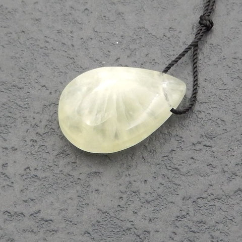 Perle pendentif en préhnite, 23x15x6mm, 3.8g