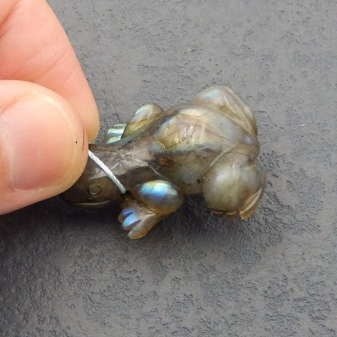 Natural Labradorite Carved frog Pendant Bead 36x25x12mm, 13.0g