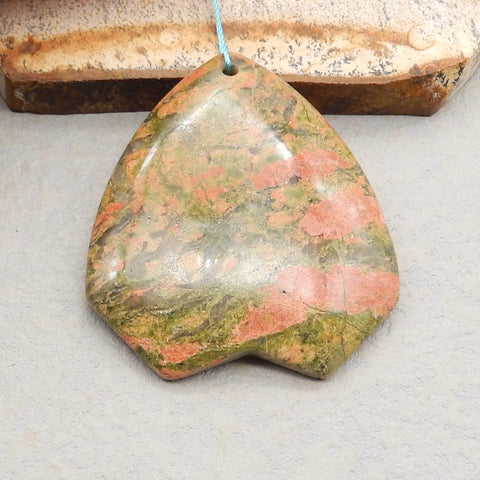 Natural Unakite Jasper Pendant Bead 50*44*7mm, 24.8g