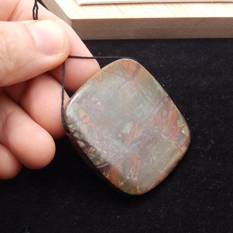 Natural Red Creek Jasper Pendant Bead 48*48*8mm, 38.4g