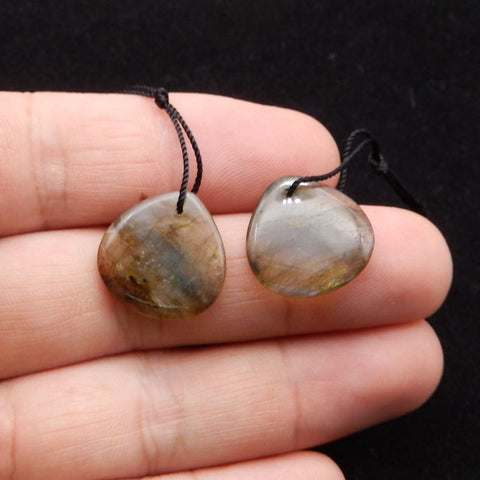 Paire de boucles d'oreilles en forme de larme de Labradorite naturelle, pierre pour la fabrication de boucles d'oreilles, 18x3mm, 3.3g