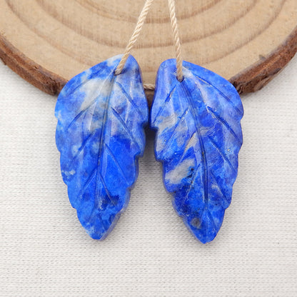 Natural Lapis Lazuli leaf Earring Beads 30x15x5mm, 7.3g