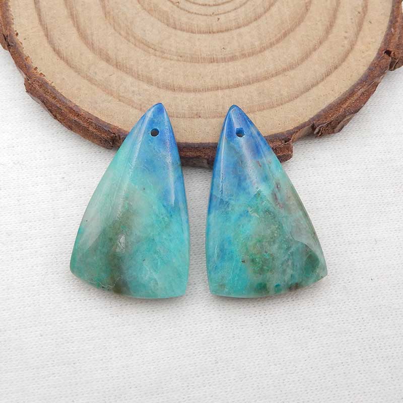 Natural Chrysocolla Earring Beads 27x16x5mm, 6.8g