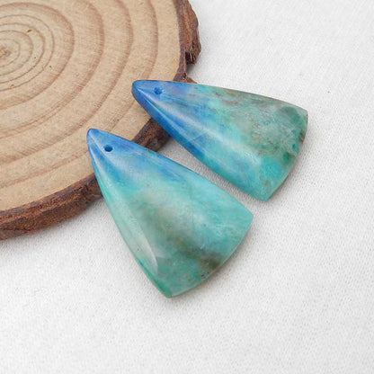 Natural Chrysocolla Earring Beads 27x16x5mm, 6.8g