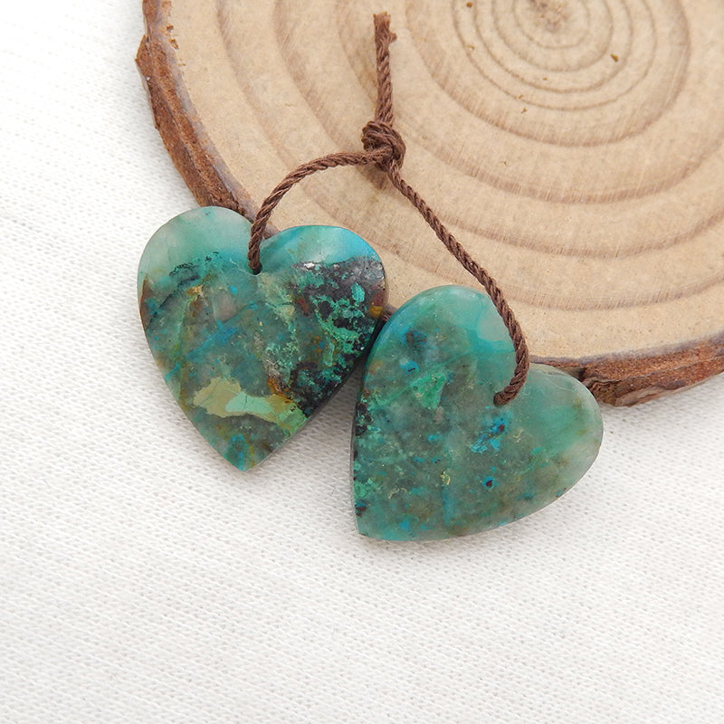 Natural Chrysocolla Earring Beads 25x25x5mm, 11.3g