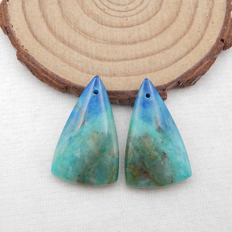 Natural Chrysocolla Earring Beads 27x16x5mm, 6.8g