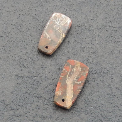 Paire de boucles d'oreilles en pierre de sang africaine naturelle, 20 x 10 x 4 mm, 3,3 g