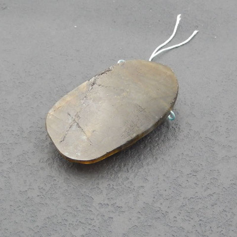 Perle pendentif en pierre gemme de labradorite tigre sculptée, 54x32x15mm, 28.9g