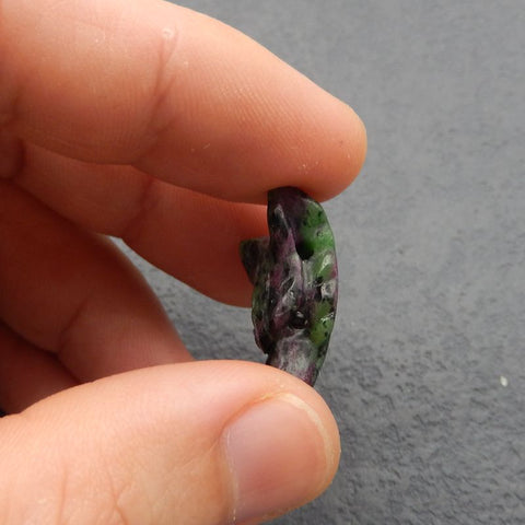 Natural Ruby and Zoisite Carved wolf head Pendant Bead 23*16*9mm, 4.6g