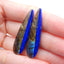 Intarsia of Labradorite and Lapis Lazuli Earring Beads 42x12x4mm, 7.7g