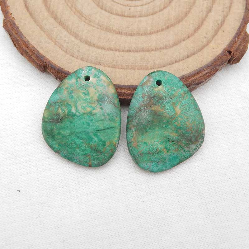 Natural Chrysocolla Earring Beads 23X12X4mm, 5.0g