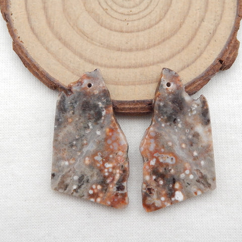 Natural Ocean Jasper Earring Beads 36x19x3mm, 8.1g