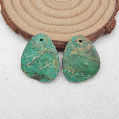 Natural Chrysocolla Earring Beads 23X12X4mm, 5.0g