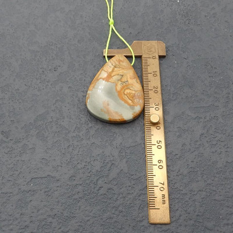 Natural Biggs Jasper Pendant Bead 40x30x7mm, 12.9g