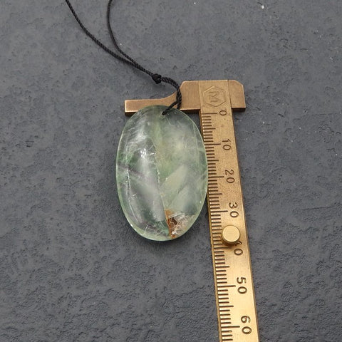 Perle pendentif en pierre précieuse de fluorite naturelle, 41x25x9 mm, 16,8 g