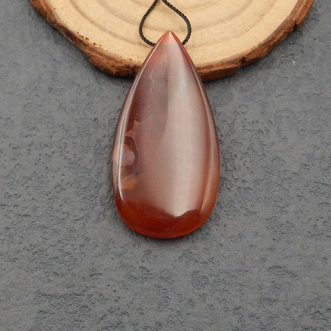 Perle pendentif en agate rouge naturelle, 44 x 22 x 4 mm, 7,1 g