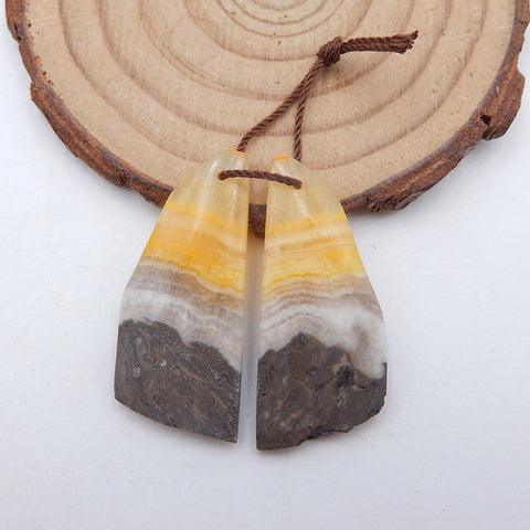 Natural BumbleBee Jasper Earring Beads 31x17x4mm, 5.6g