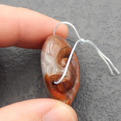 Perle pendentif à découper en agate rouge, 37x29x16mm, 22.5g