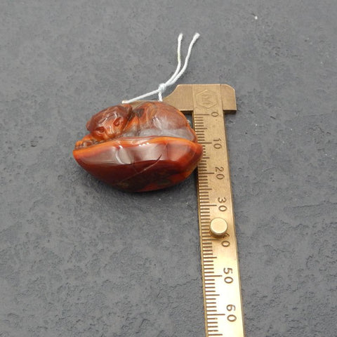 Perle pendentif à découper en agate rouge, 37x29x16mm, 22.5g