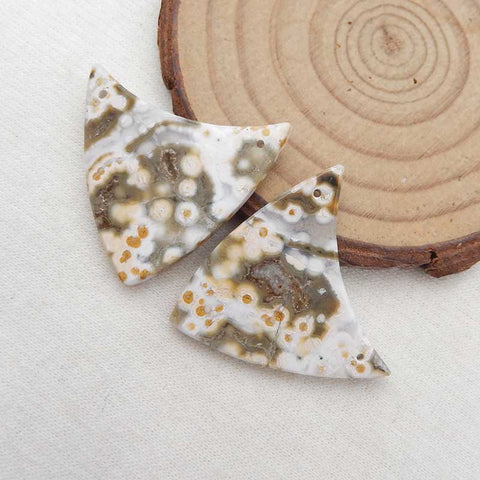 Natural Ocean Jasper Earring Beads 27x30x3mm, 7.7g