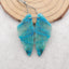 Natural Carved Chrysocolla Gemstone Leaf Earring Beads,34x14x4mm,6g