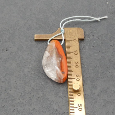 Natural Warring State Red Agate Pendant Bead 33x16x6mm