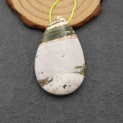 Perle pendentif goutte de jaspe océan naturel, 49 x 30 x 8 mm, 17,5 g