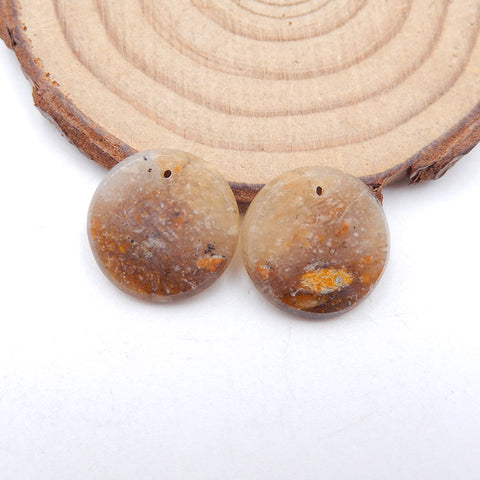 Natural Ocean Jasper Earring Bead 16X16X2mm, 2g