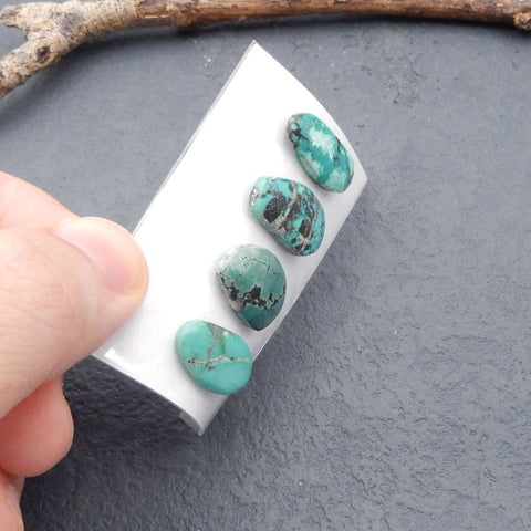 4 PCS Natural Turquoise Cabochons 21*9*4mm, 11*18*4mm, 6.1g