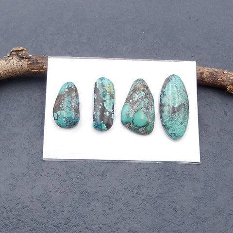 4 PCS Natural Turquoise Cabochons 23*12*5mm, 19*11*4mm, 8.7g