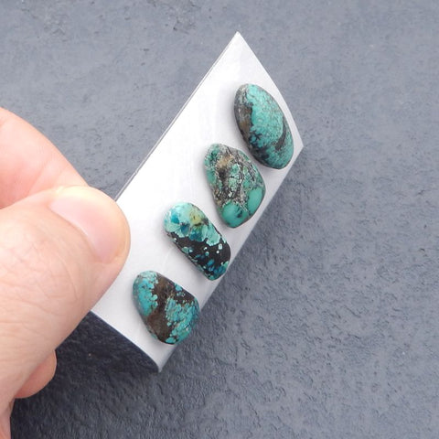 4 PCS Natural Turquoise Cabochons 23*12*5mm, 19*11*4mm, 8.7g