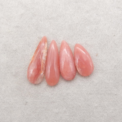 4 PCS Natural Argentina Rhodochrosite Cabochons,24x8x5mm,17x8x3mm,2.8g