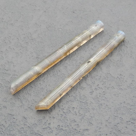 Paire de boucles d'oreilles longues en labradorite, pierre pour la fabrication de boucles d'oreilles, 56x4x4mm, 5g