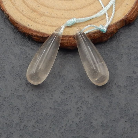 Paire de Boucles d'Oreilles Quartz, 25x8mm,4.4g