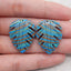 Carved Rainbow Jasper Leaf stone Earring Beads,Jewelry DIY Making, 29x23x5mm, 8.3g