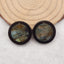 Natural Flash Labradorite and Obsidian Intarsia Round Gemstone Earring Beads,Popular Earring Pair,20x3mm,4.2g