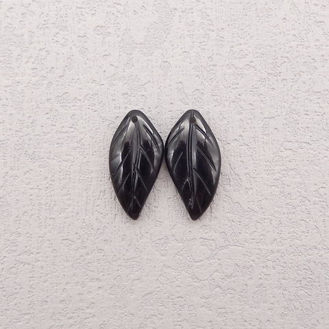 Natural Obsidian Gemstone Carved Leaf Shape Earring Beads, Semi Precious Stone,Gemstone Wholesale,21x11x4mm,2.3g