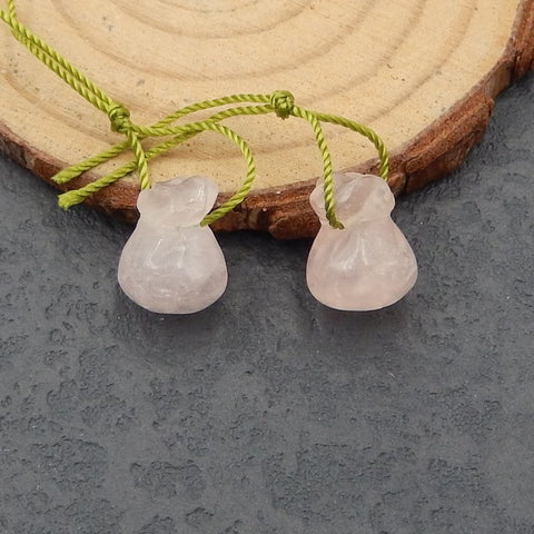 Natural Rose Quartz Earring Beads 13x10mm, 3.2g