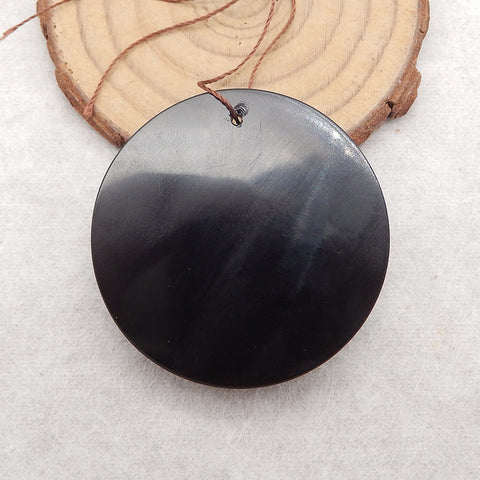 Carved Obsidian Buddha Head Gemstone Healing Pendant Bead, Lucky Pendant For Necklace, 45x11mm, 22.4g