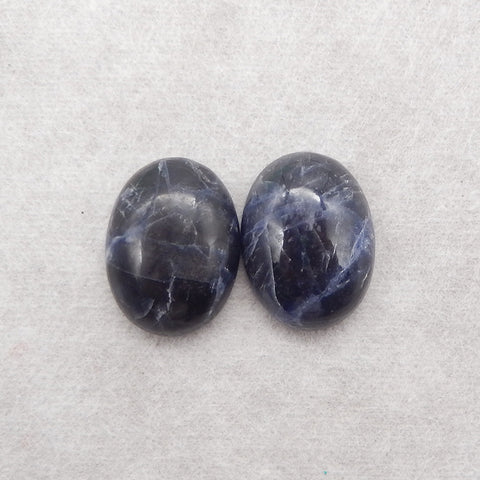 Natural African Sodalite Gemstone Cabochons Paired,20x15x7mm,5.5g