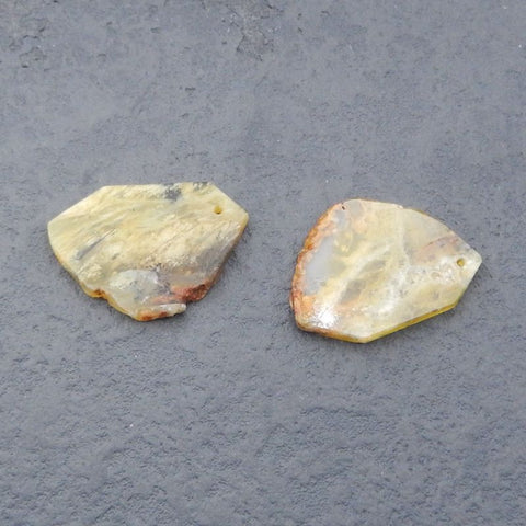 Natural Yellow Opal Earring Beads 32x20x3mm, 6.4g