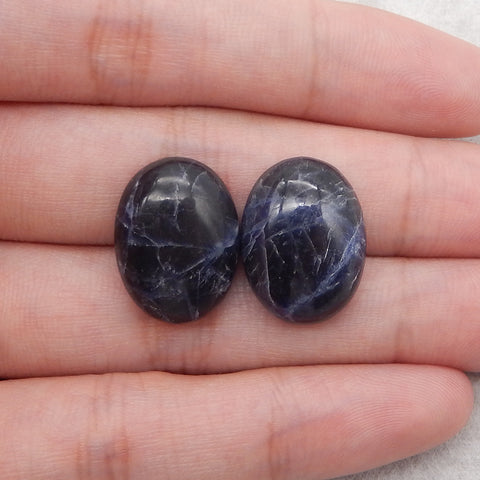 Natural African Sodalite Gemstone Cabochons Paired,20x15x7mm,5.5g