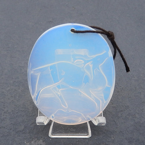 New! Carved Opalite Deer Shape Gemstone Pendant Bead, Popular pendant, Best Gift, 44x36x6mm, 13.7g