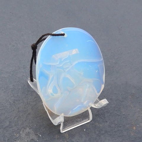 Perle pendentif en pierre précieuse d'opalite sculptée, 45 x 24 x 4 mm, 8,3 g