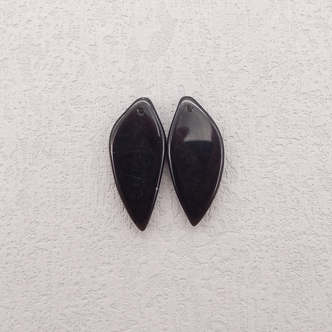 Natural Obsidian Gemstone Carved Leaf Shape Earring Beads, Semi Precious Stone,Gemstone Wholesale,23x12x4mm,3.5g