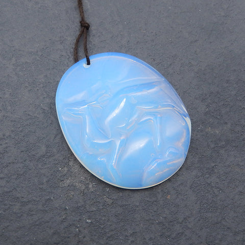 New! Carved Opalite Deer Shape Gemstone Pendant Bead, Popular pendant, Best Gift, 44x36x6mm, 13.7g