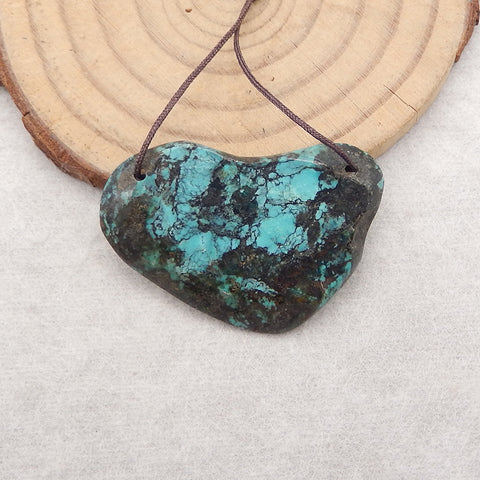 Natural Turquoise Double Holes Gemstone Pendant Bead,Drill Gemstone Pendant,36×25×3mm,4g