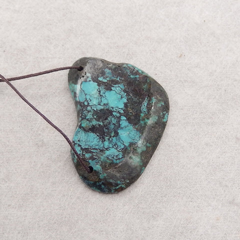 Natural Turquoise Double Holes Gemstone Pendant Bead,Drill Gemstone Pendant,36×25×3mm,4g