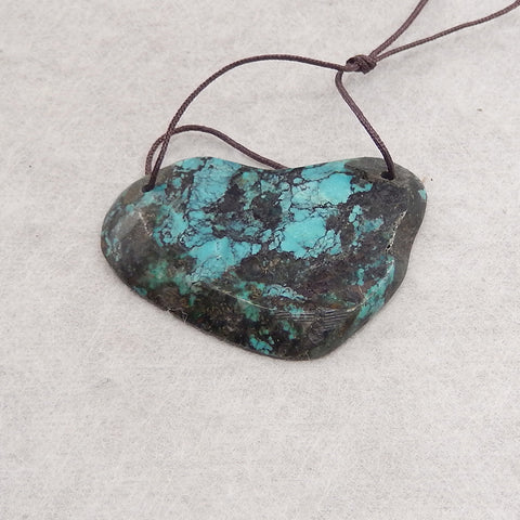 Natural Turquoise Double Holes Gemstone Pendant Bead,Drill Gemstone Pendant,36×25×3mm,4g