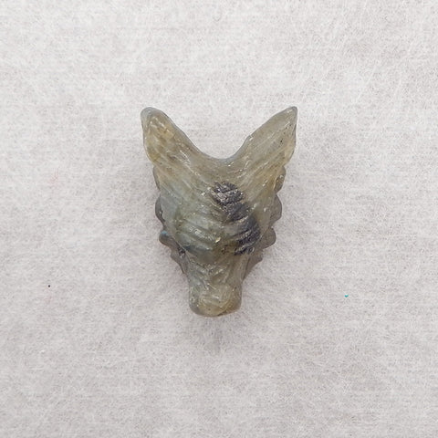 Handmade Carved Natural Labradorite Wolf Head Pendant,22x17x10mm, 3.4g